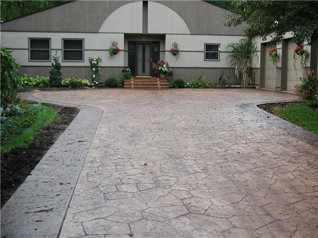 Rockford stamped concrete driveways like this one are attractive and durable.